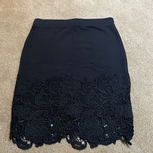 Black Pencil Skirt with Lace Detail NWOT